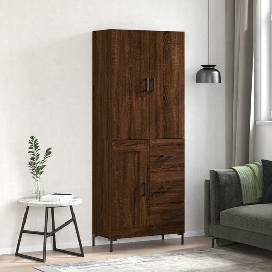 Berkfield Highboard Brown Oak 69.5x34x180 cm Engineered Wood