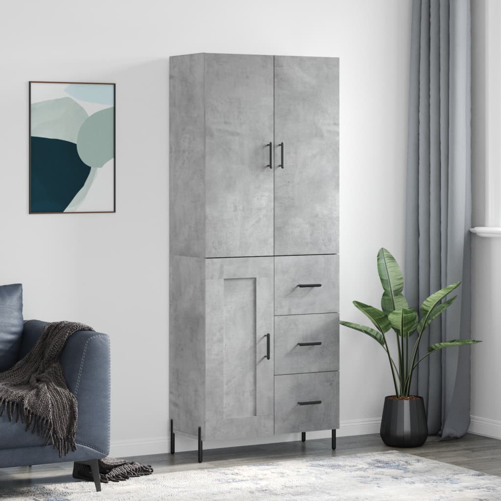 Berkfield Highboard Concrete Grey 69.5x34x180 cm Engineered Wood