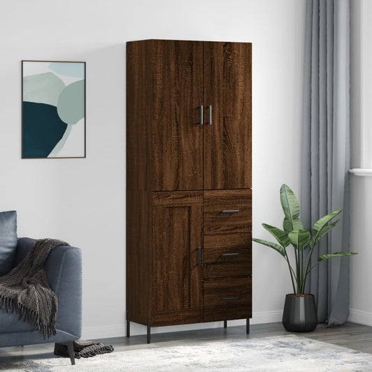 Berkfield Highboard Brown Oak 69.5x34x180 cm Engineered Wood