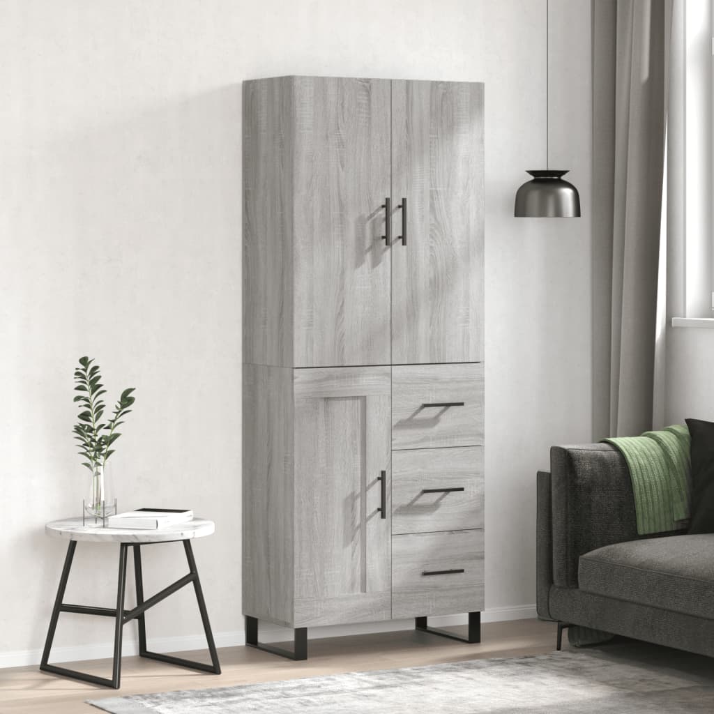 Berkfield Highboard Grey Sonoma 69.5x34x180 cm Engineered Wood