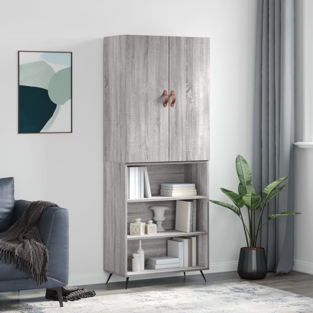 Berkfield Highboard Grey Sonoma 69.5x34x180 cm Engineered Wood