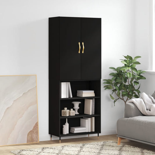 Berkfield Highboard Black 69.5x34x180 cm Engineered Wood