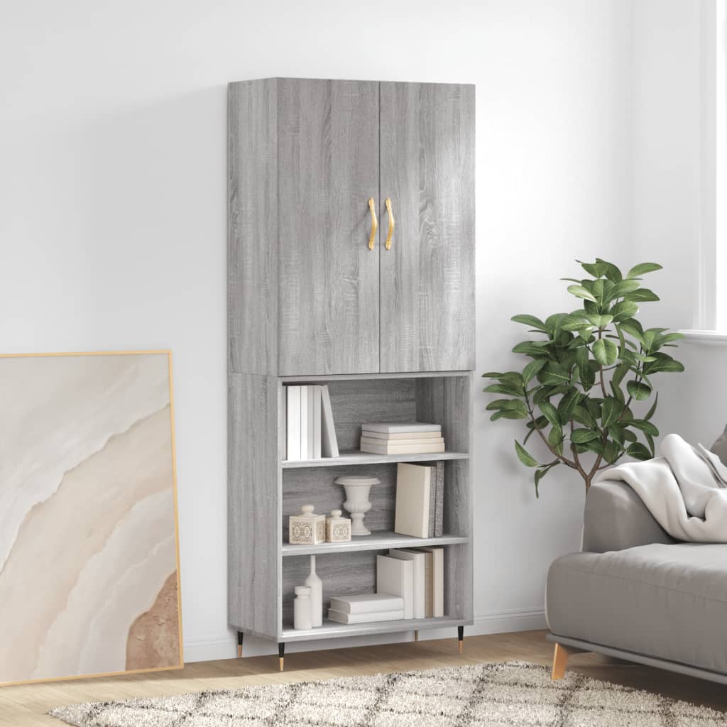 Berkfield Highboard Grey Sonoma 69.5x34x180 cm Engineered Wood