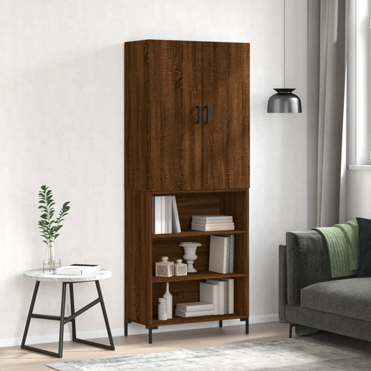 Berkfield Highboard Brown Oak 69.5x34x180 cm Engineered Wood