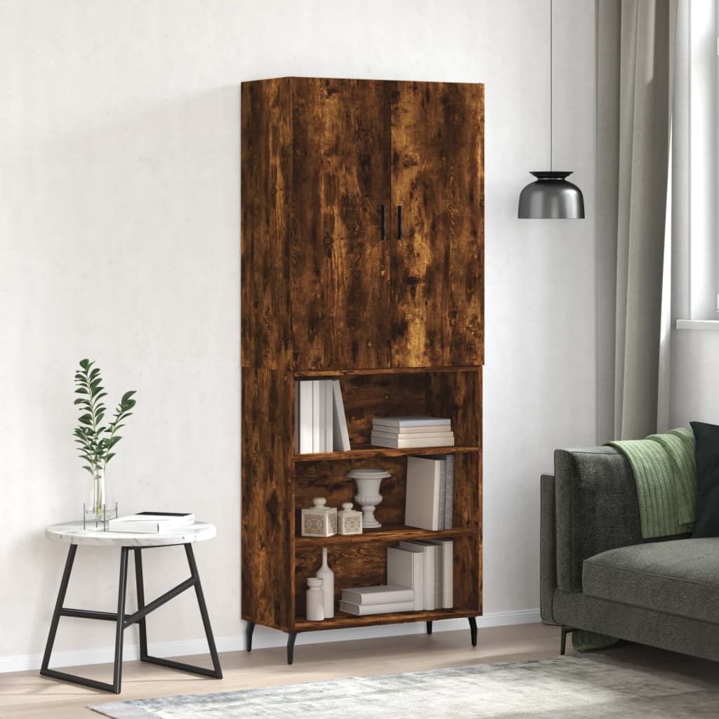 Berkfield Highboard Smoked Oak 69.5x34x180 cm Engineered Wood