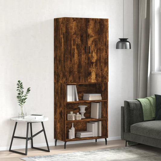 Berkfield Highboard Smoked Oak 69.5x34x180 cm Engineered Wood