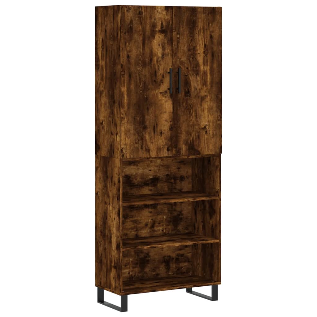 Berkfield Highboard Smoked Oak 69.5x34x180 cm Engineered Wood