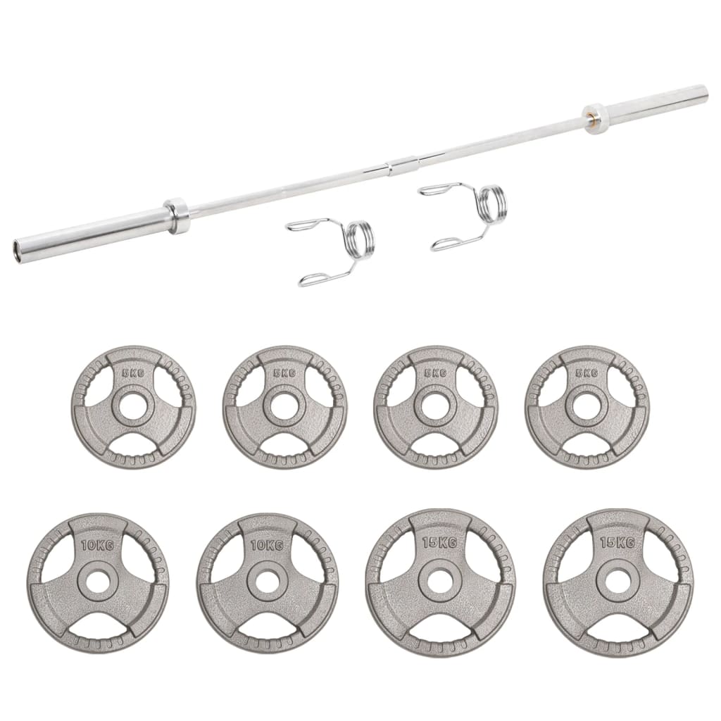 Berkfield Barbell with Plates 70 kg Cast Iron&Chrome Plated Steel