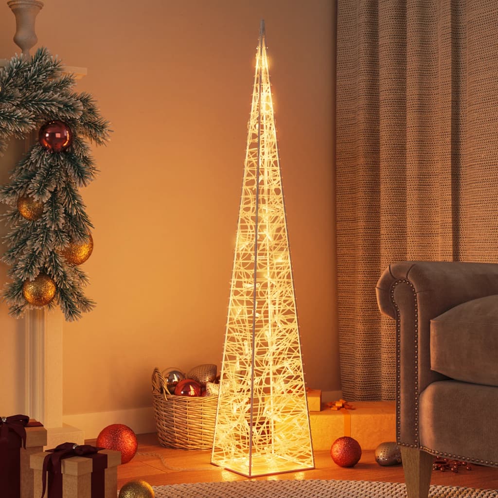 Berkfield Christmas Light Cone 60 LEDs Warm White 120 cm Acrylic