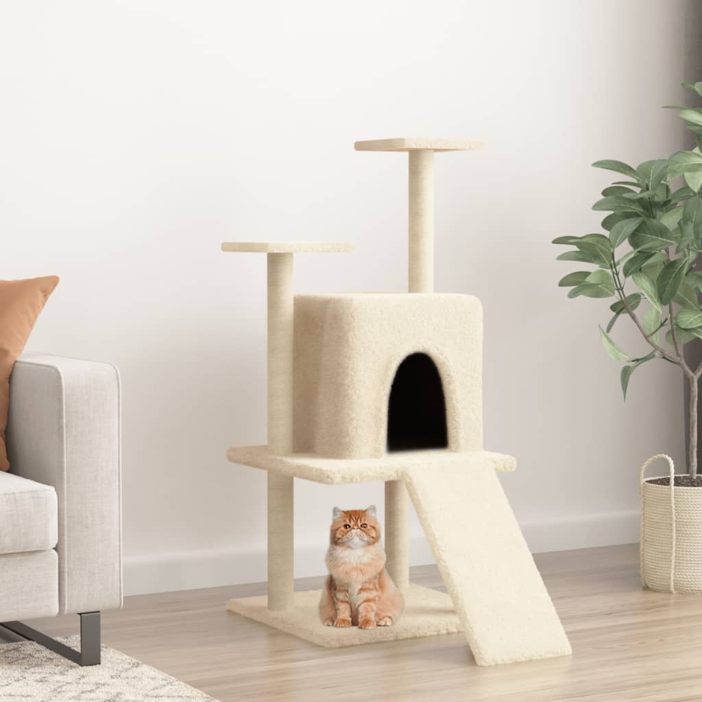 Berkfield Cat Tree with Sisal Scratching Posts Cream 110 cm