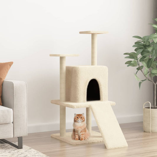 Berkfield Cat Tree with Sisal Scratching Posts Cream 110 cm