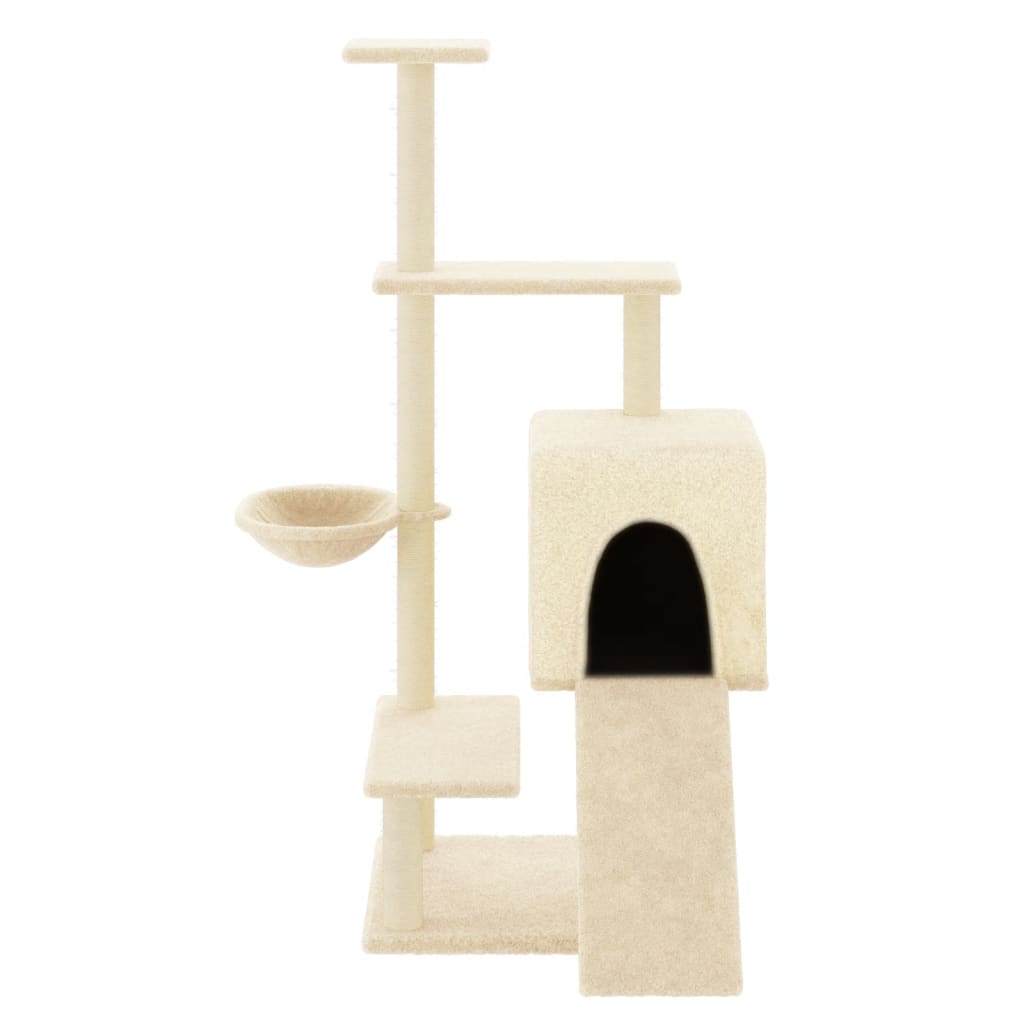 Berkfield Cat Tree with Sisal Scratching Posts Cream 130.5 cm