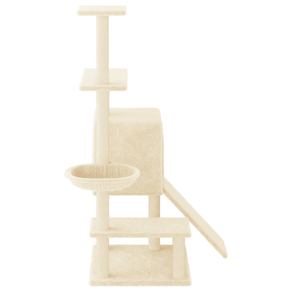 Berkfield Cat Tree with Sisal Scratching Posts Cream 130.5 cm