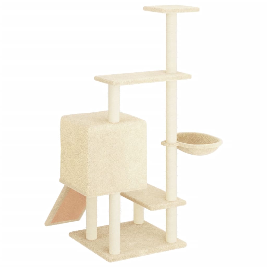Berkfield Cat Tree with Sisal Scratching Posts Cream 130.5 cm