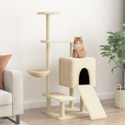 Berkfield Cat Tree with Sisal Scratching Posts Cream 130.5 cm