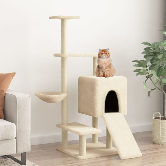 Berkfield Cat Tree with Sisal Scratching Posts Cream 130.5 cm