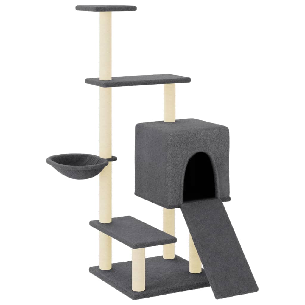 Berkfield Cat Tree with Sisal Scratching Posts Dark Grey 130.5 cm