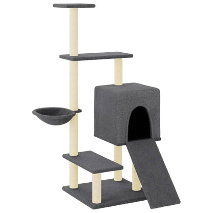 Berkfield Cat Tree with Sisal Scratching Posts Dark Grey 130.5 cm