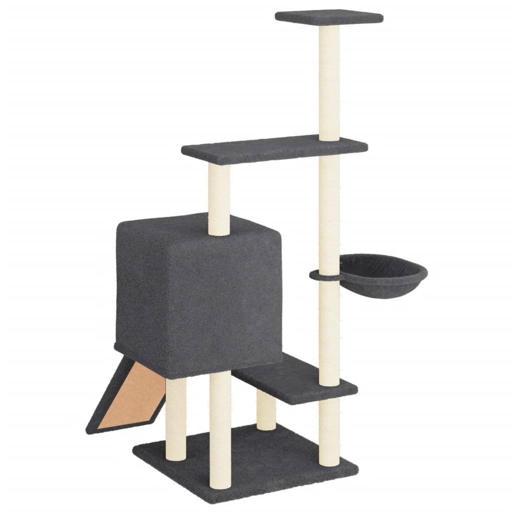 Berkfield Cat Tree with Sisal Scratching Posts Dark Grey 130.5 cm