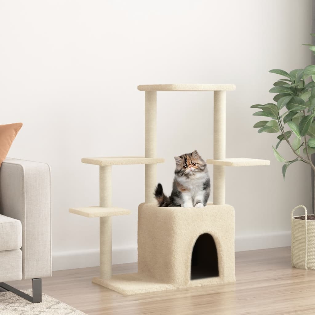 Berkfield Cat Tree with Sisal Scratching Posts Cream 97.5 cm