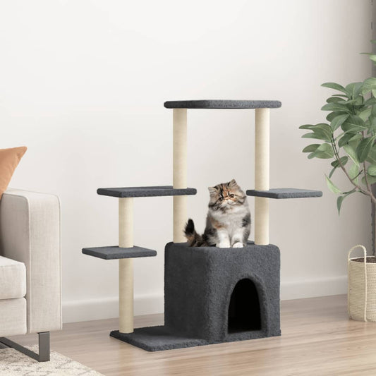 Berkfield Cat Tree with Sisal Scratching Posts Dark Grey 97.5 cm