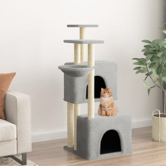 Berkfield Cat Tree with Sisal Scratching Posts Light Grey 122 cm