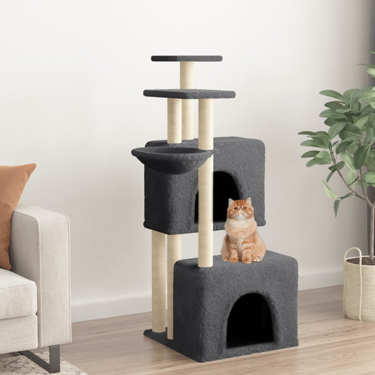 Berkfield Cat Tree with Sisal Scratching Posts Dark Grey 122 cm