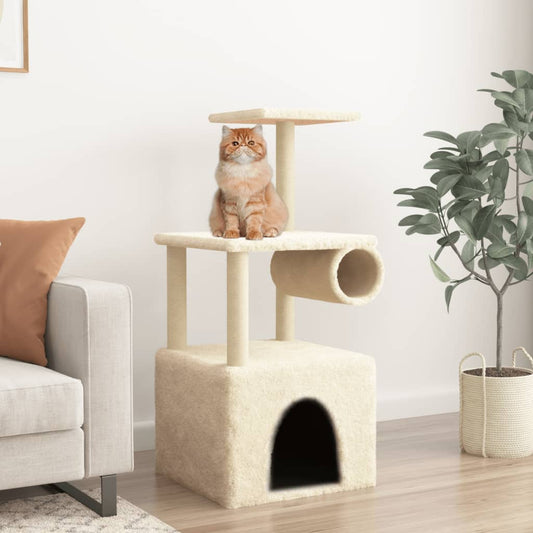 Berkfield Cat Tree with Sisal Scratching Posts Cream 109.5 cm