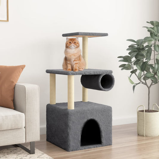 Berkfield Cat Tree with Sisal Scratching Posts Dark Grey 109.5 cm