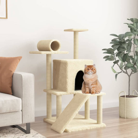 Berkfield Cat Tree with Sisal Scratching Posts Cream 110.5 cm