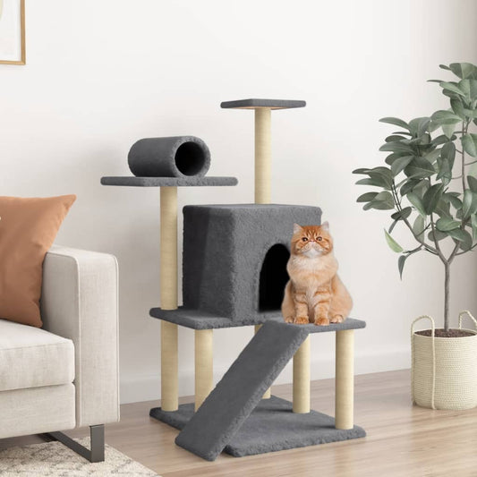 Berkfield Cat Tree with Sisal Scratching Posts Dark Grey 110.5 cm