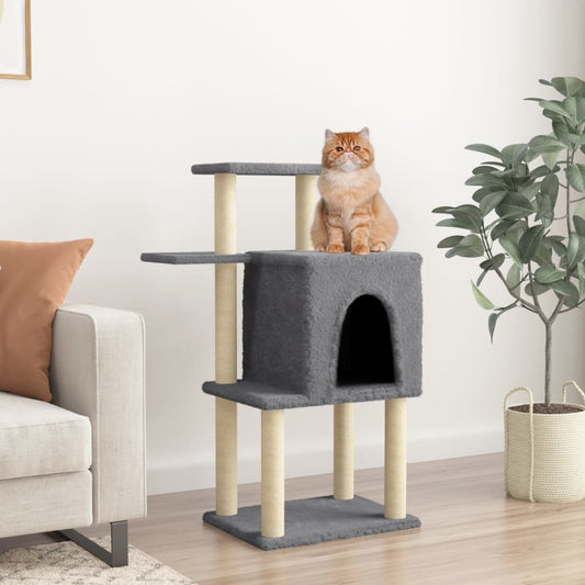 Berkfield Cat Tree with Sisal Scratching Posts Dark Grey 97 cm
