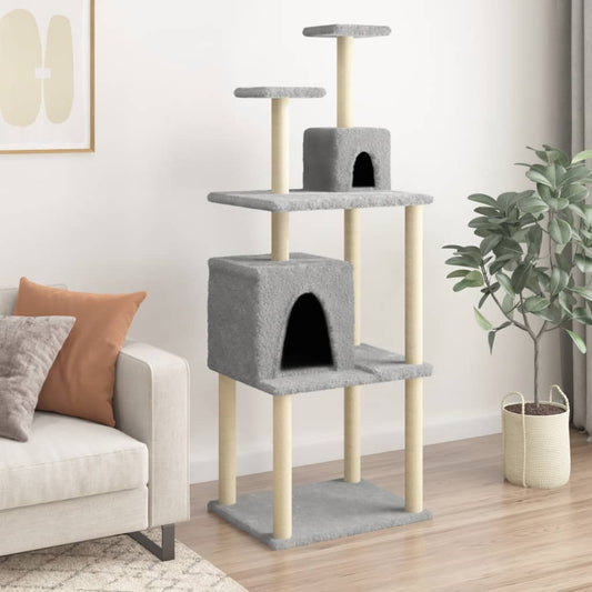 Berkfield Cat Tree with Sisal Scratching Posts Light Grey 167 cm