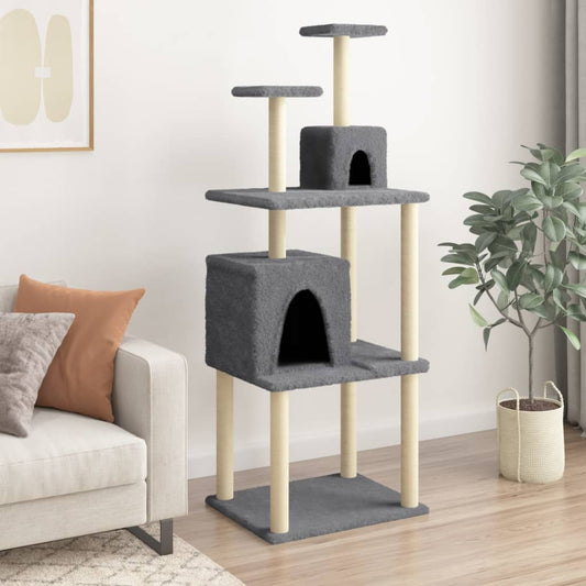 Berkfield Cat Tree with Sisal Scratching Posts Dark Grey 167 cm