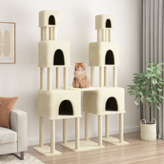 Berkfield Cat Tree with Sisal Scratching Posts Cream 199 cm