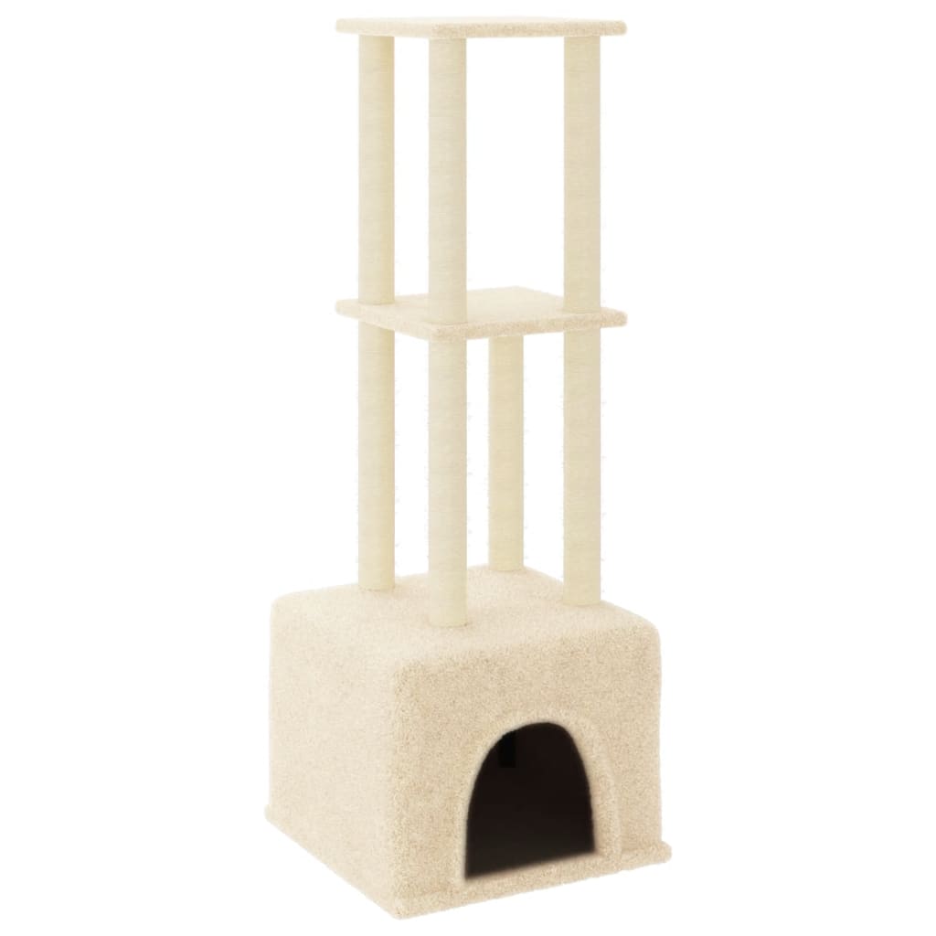 Berkfield Cat Tree with Sisal Scratching Posts Cream 133.5 cm