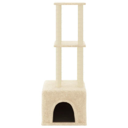 Berkfield Cat Tree with Sisal Scratching Posts Cream 133.5 cm