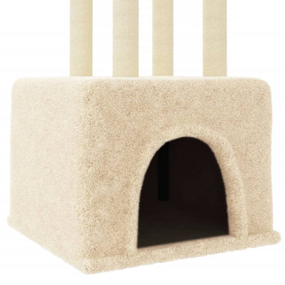 Berkfield Cat Tree with Sisal Scratching Posts Cream 133.5 cm