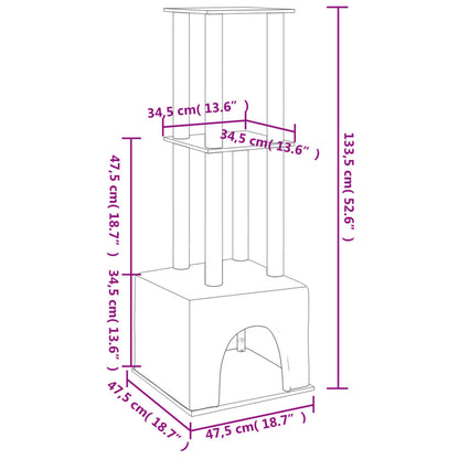 Berkfield Cat Tree with Sisal Scratching Posts Cream 133.5 cm