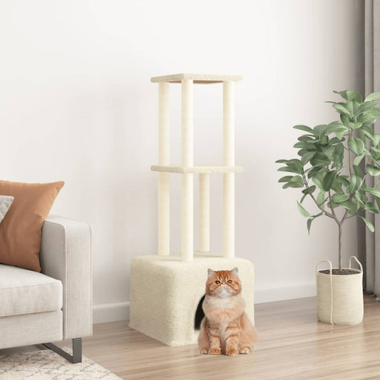 Berkfield Cat Tree with Sisal Scratching Posts Cream 133.5 cm