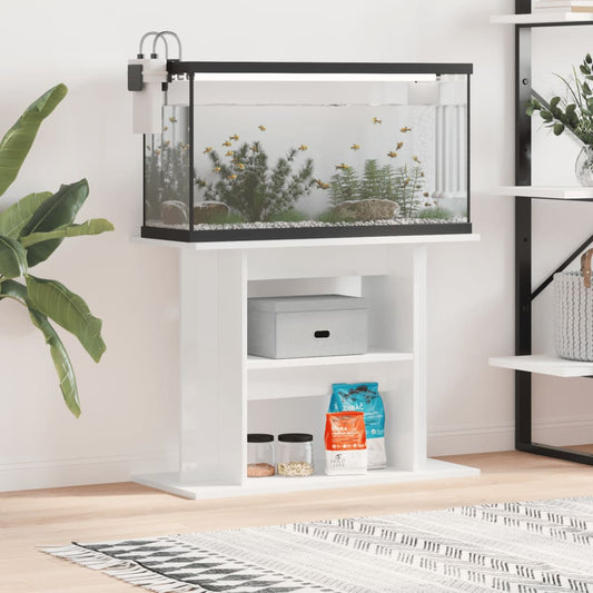 Berkfield Aquarium Stand High Gloss White 80x35x60 cm Engineered Wood