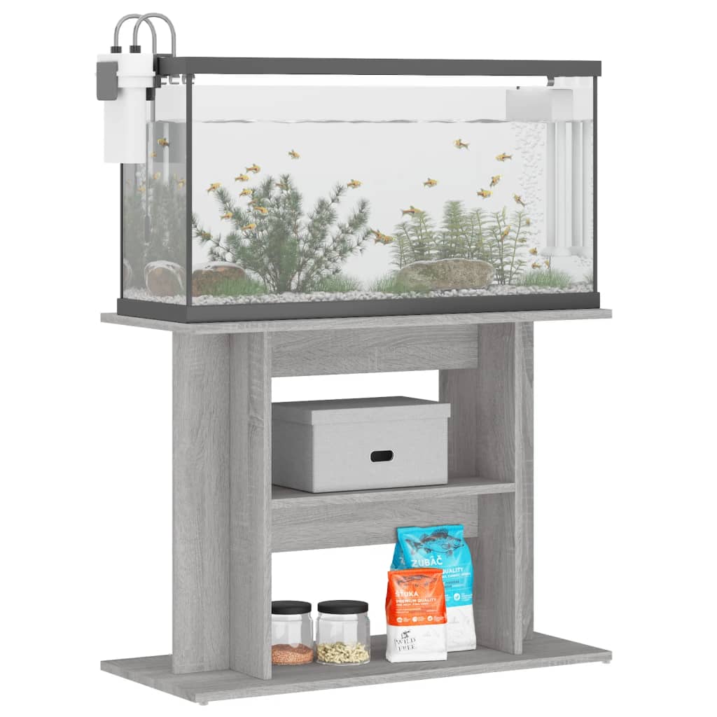 Berkfield Aquarium Stand Grey Sonoma 80x35x60 cm Engineered Wood