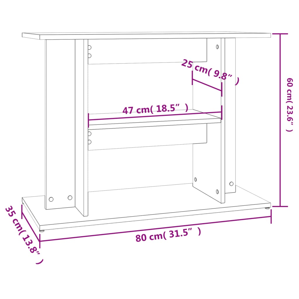 Berkfield Aquarium Stand Grey Sonoma 80x35x60 cm Engineered Wood