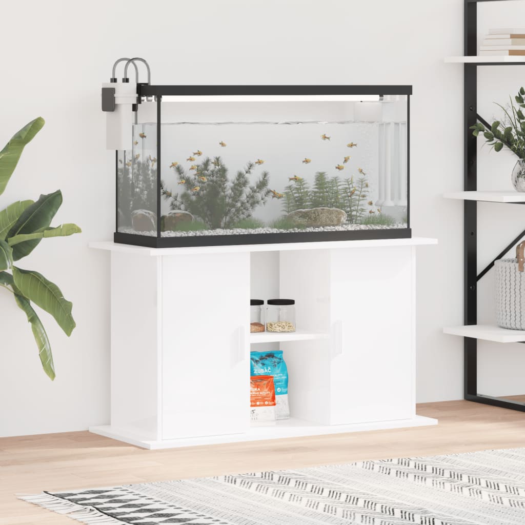 Berkfield Aquarium Stand High Gloss White 101x41x58 cm Engineered Wood