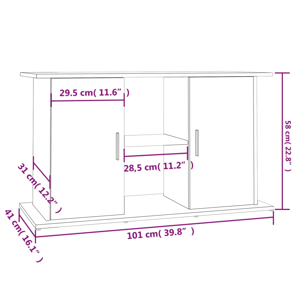 Berkfield Aquarium Stand Concrete Grey 101x41x58 cm Engineered Wood