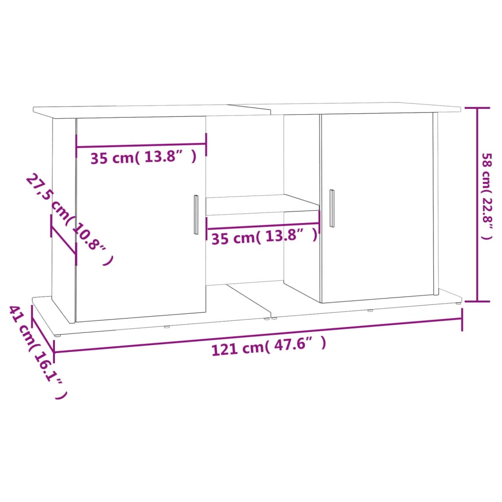Berkfield Aquarium Stand Sonoma Oak 121x41x58 cm Engineered Wood