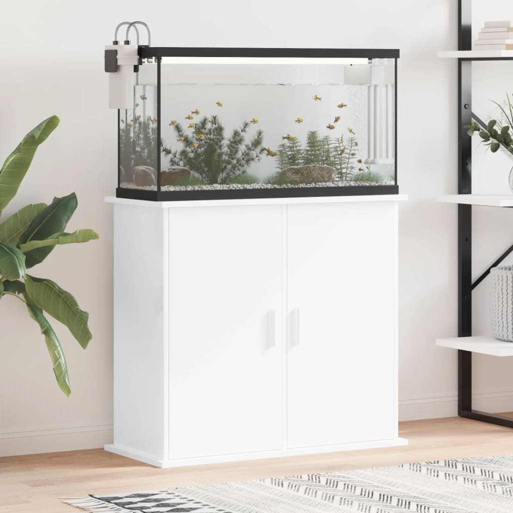Berkfield Aquarium Stand High Gloss White 81x36x73 cm Engineered Wood