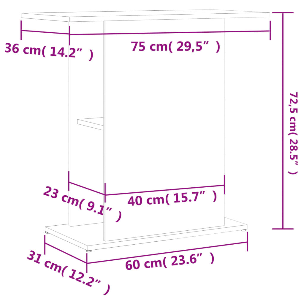Berkfield Aquarium Stand Grey Sonoma 36x75x72.5 cm Engineered Wood