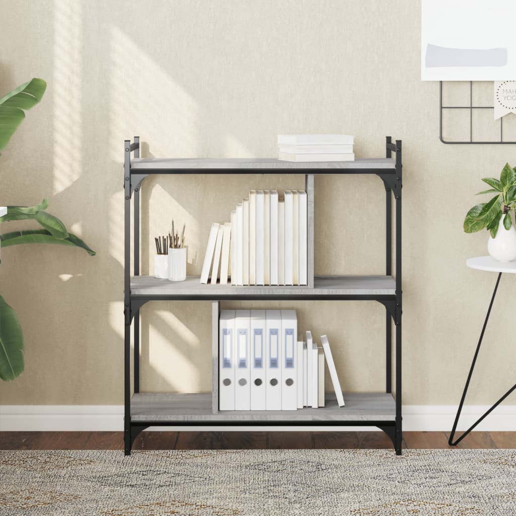 Berkfield Bookcase 3-Tier Grey Sonoma 76x32x88 cm Engineered Wood