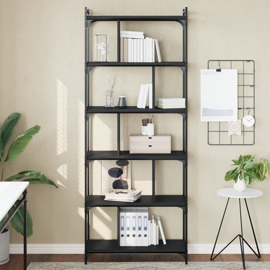 Berkfield Bookcase 6-Tier Black 76x32x192 cm Engineered Wood
